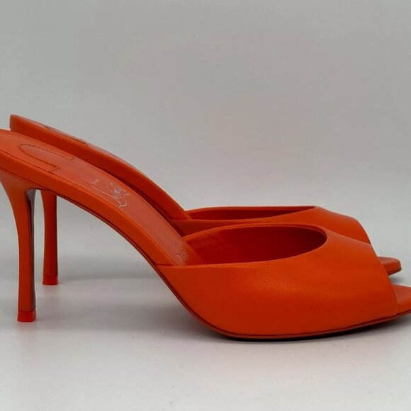 Christian Louboutin ME DOLLY 85 Leather Mule Sandals Heels Shoes Vitamine - Picture 5 of 12
